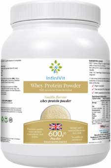 Whey Protein Powder - Vanilla Flavour, a smooth and creamy vanilla whey protein for muscle recovery and nutritional support